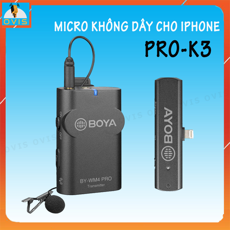 Micro Cài Áo Không Dây cổng Ligthning cho iPhone, iPad | Boya BY-WM4 Pro-K3 / Pro-K4