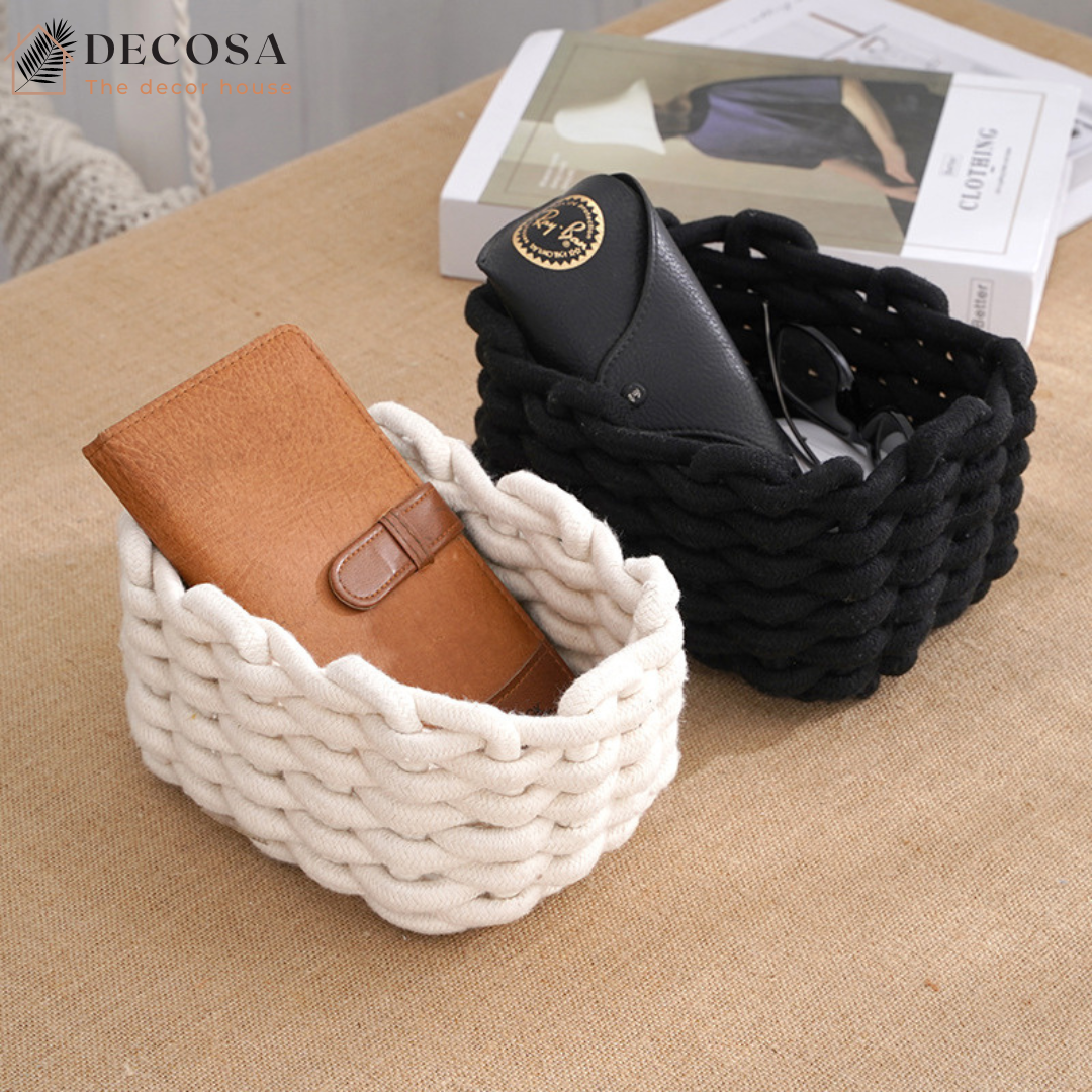 Giỏ đựng đồ đan sợi cotton trang trí nhà cửa