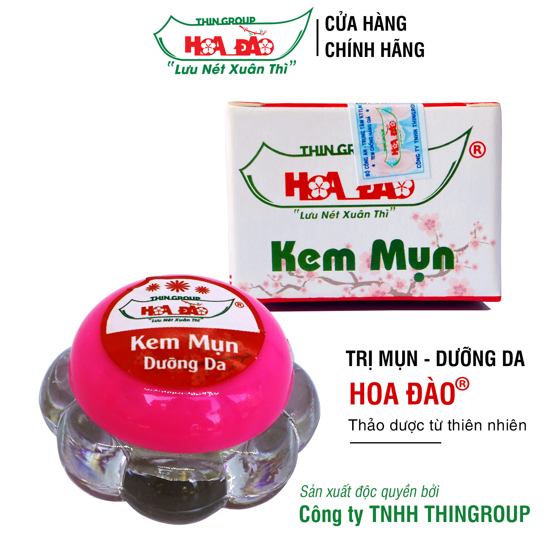 Combo giảm mụn dưỡng trắng da Hoa Đào Thingroup (Kem Mụn Hoa Đào và Serum Hoa Đào)