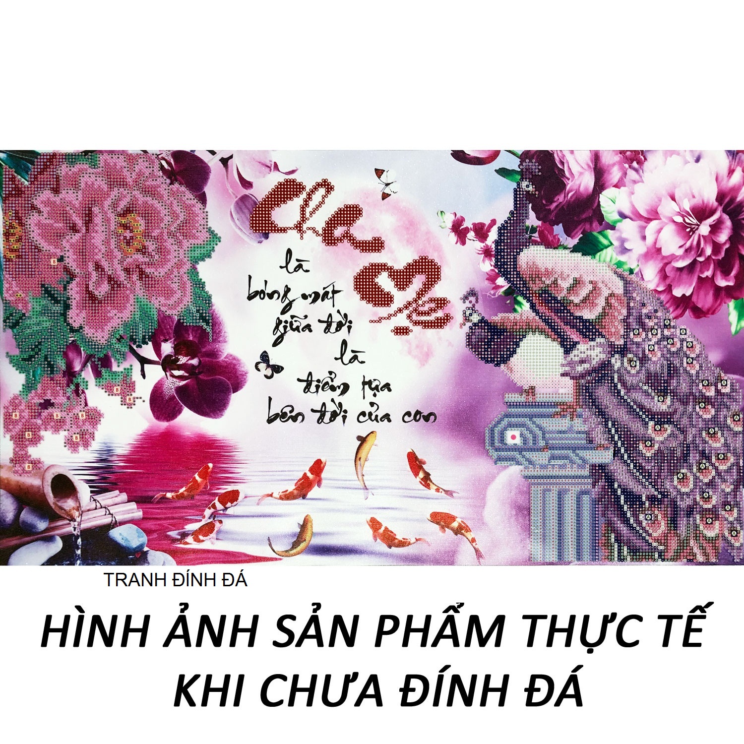 Tranh đính đá Cha Mẹ DF613 kt 75x45cm