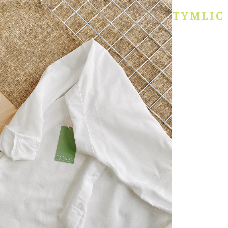 Áo Sơ Mi Linen Cổ Đức Trắng Dài Tay TYMLIC