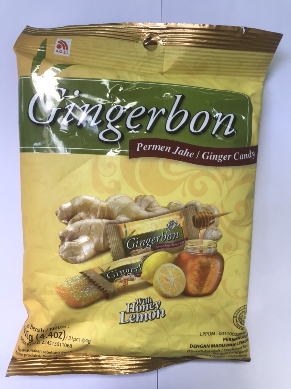 Kẹo Gừng Dẻo Chanh Mật Ong Gingerbon Ginger Candy With Honey Lemon Gói 125g