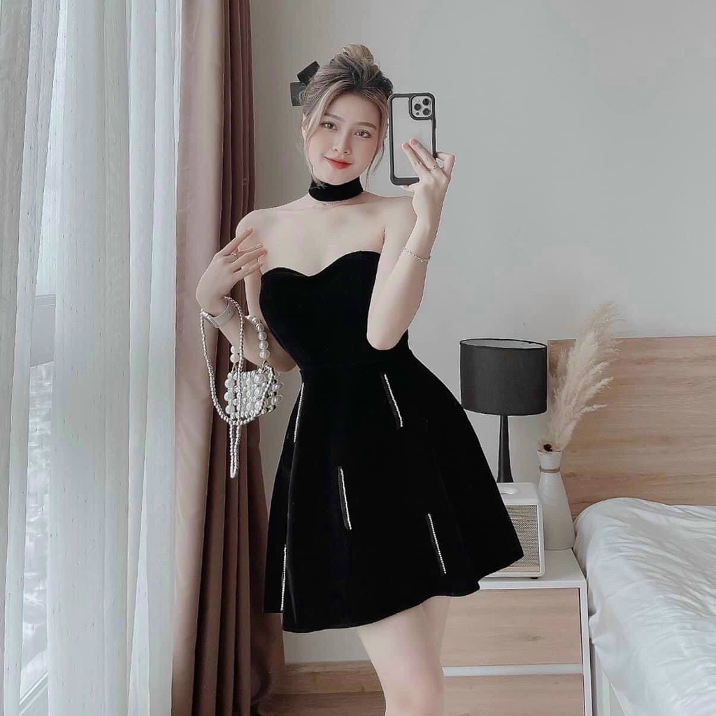 [Gorer Dress] Đầm WAYO nhung cúp ngực jocker cổ sang trọng