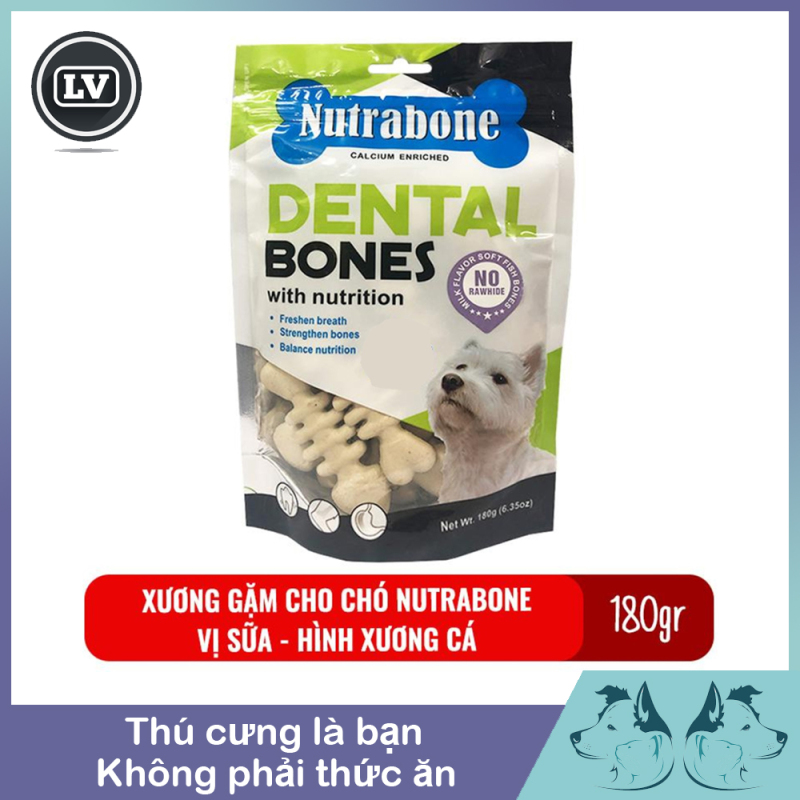 Xương cho chó vị sữa Nutrabone 180gr hình xương cá - Xương gặm sạch răng cho chó