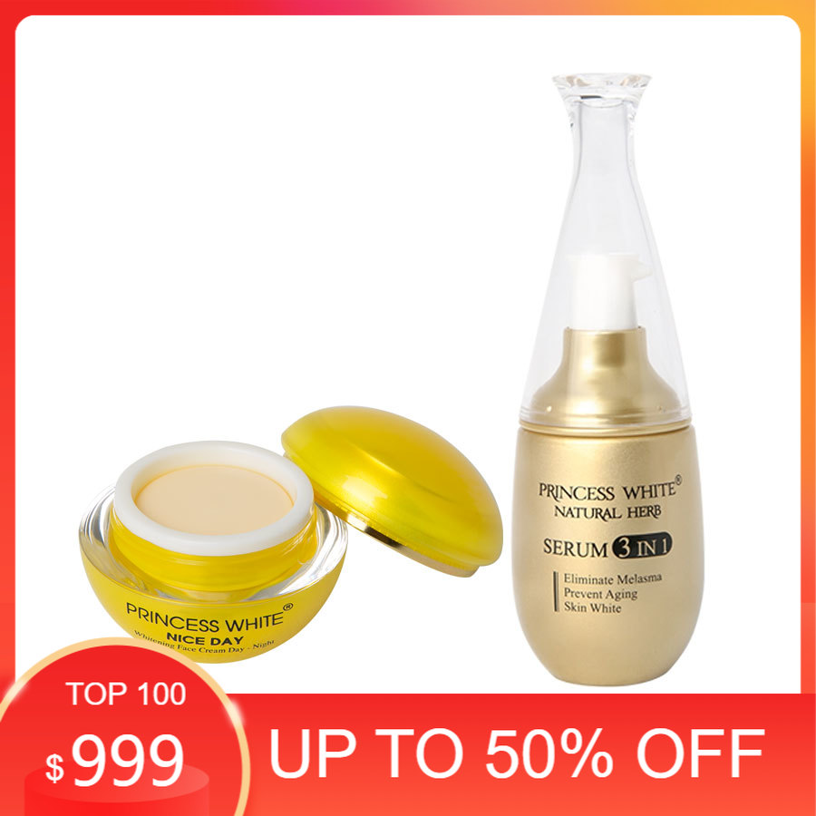 Bộ sản phẩm kem dưỡng trắng da mặt nice day + serum 3 in 1 dưỡng da mờ thâm nám princess white cao cấp