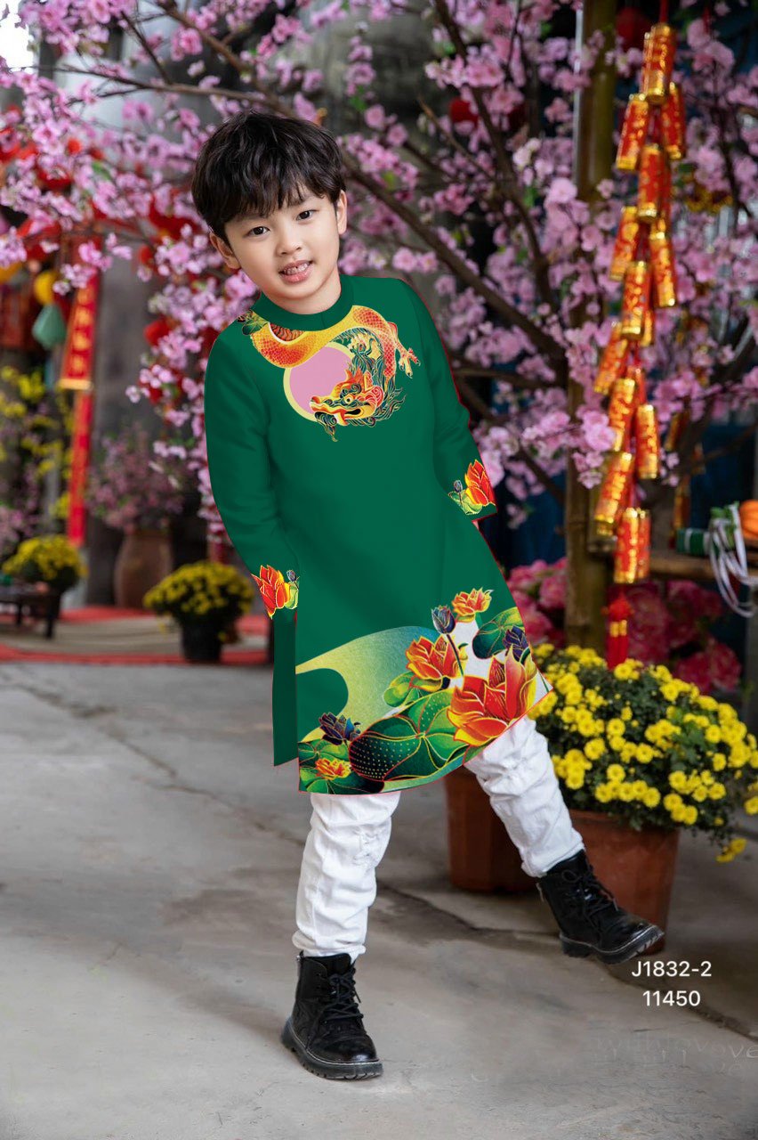 áo dài cách tân. rồng hoa sen
