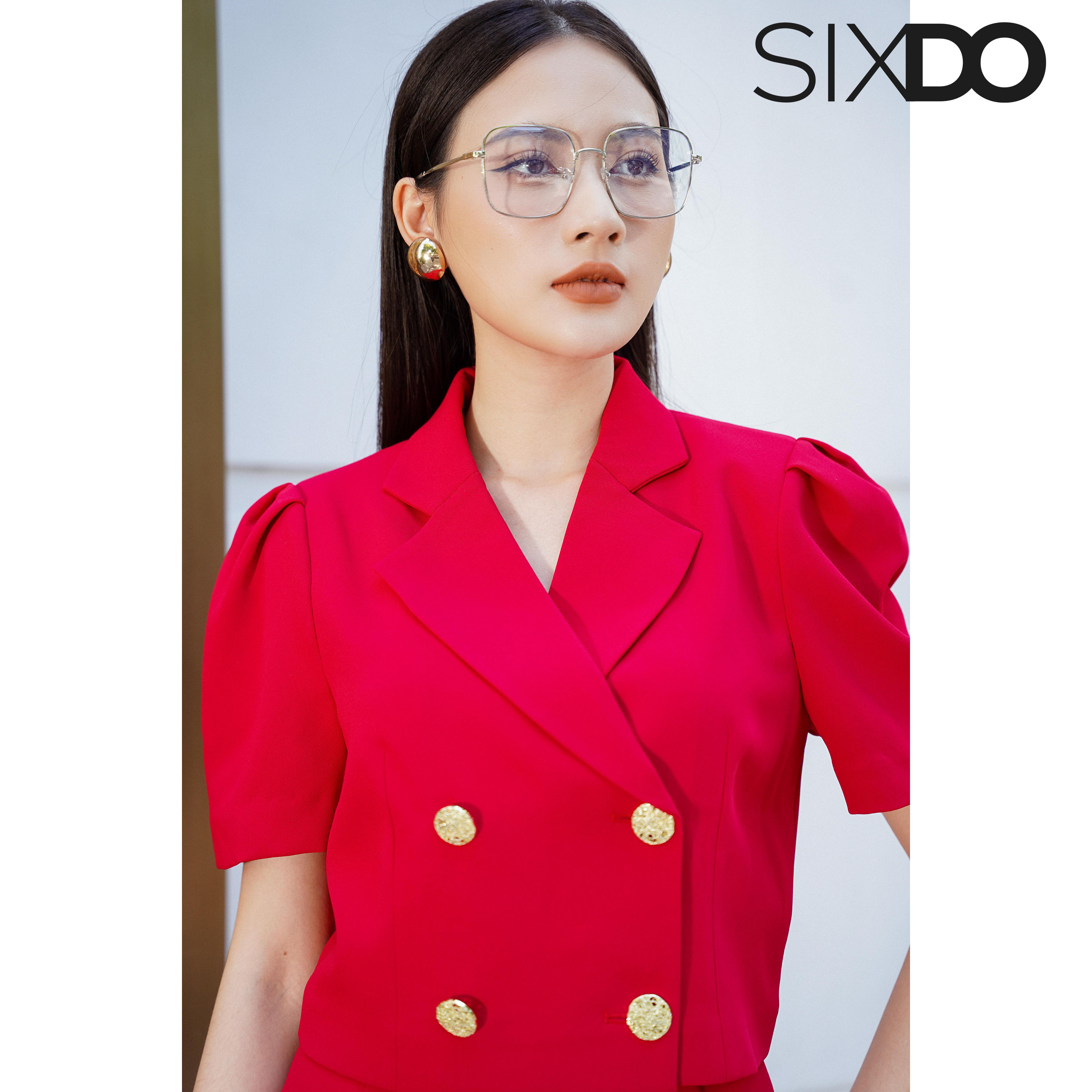 Áo Vest nữ đỏ đậm dáng lửng SIXDO (Dark Red Cropped Vest)