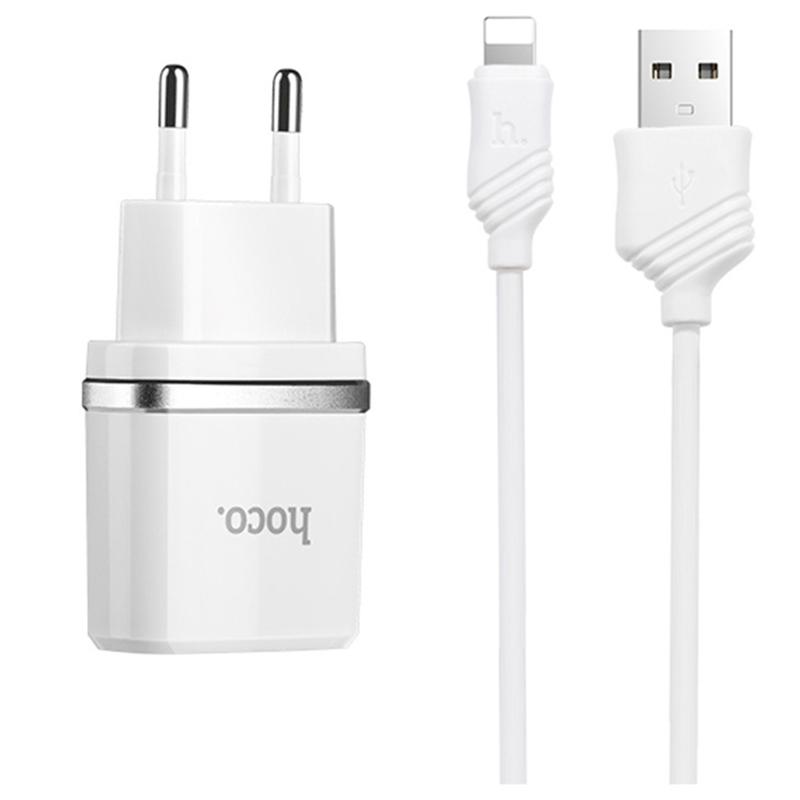 [HCM]Bộ cáp và cốc sạc Hoco C12 for Lightning 2 cổng USB  sạc nhanh 2.4A( sản phẩm có 2 màu)