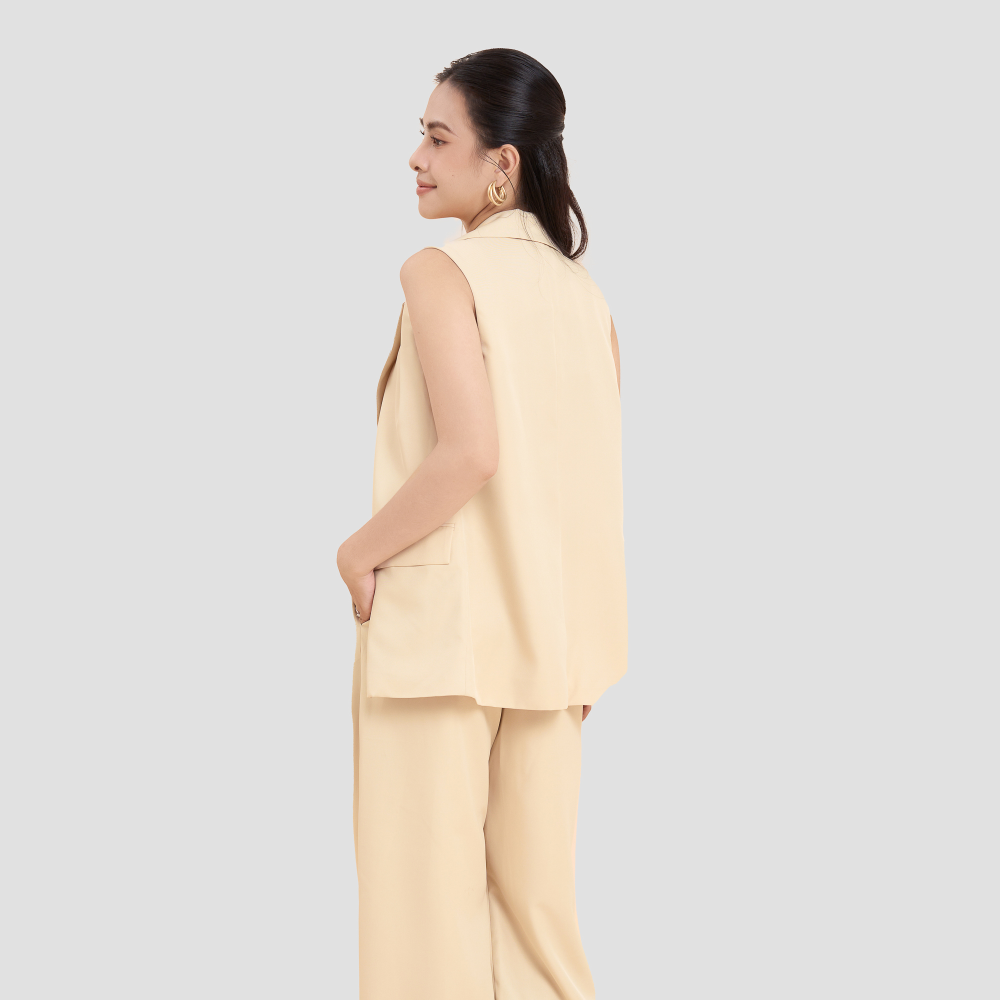 Áo blazer không tay cotton mịn Maybi