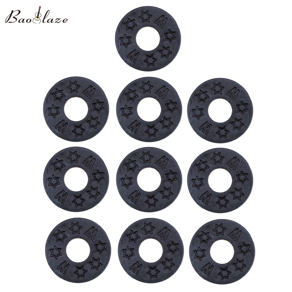 Baoblaze 20 Pieces Guitar Bass Strap Block Rubber Safety Strap Lock Washer Cushion Gasket, 25mm Diameter, Black