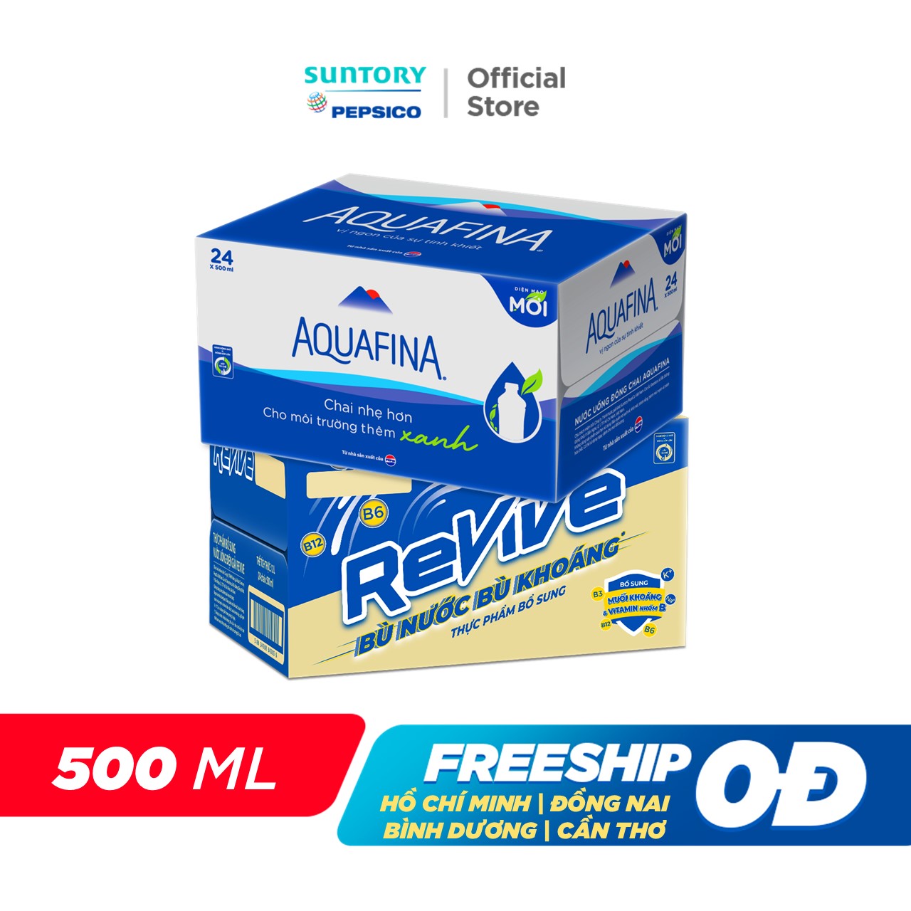 [SALE 15.7] Combo 1 Thùng 24 Chai Revive và 1 Thùng 24 Aquafina (500ml/chai)