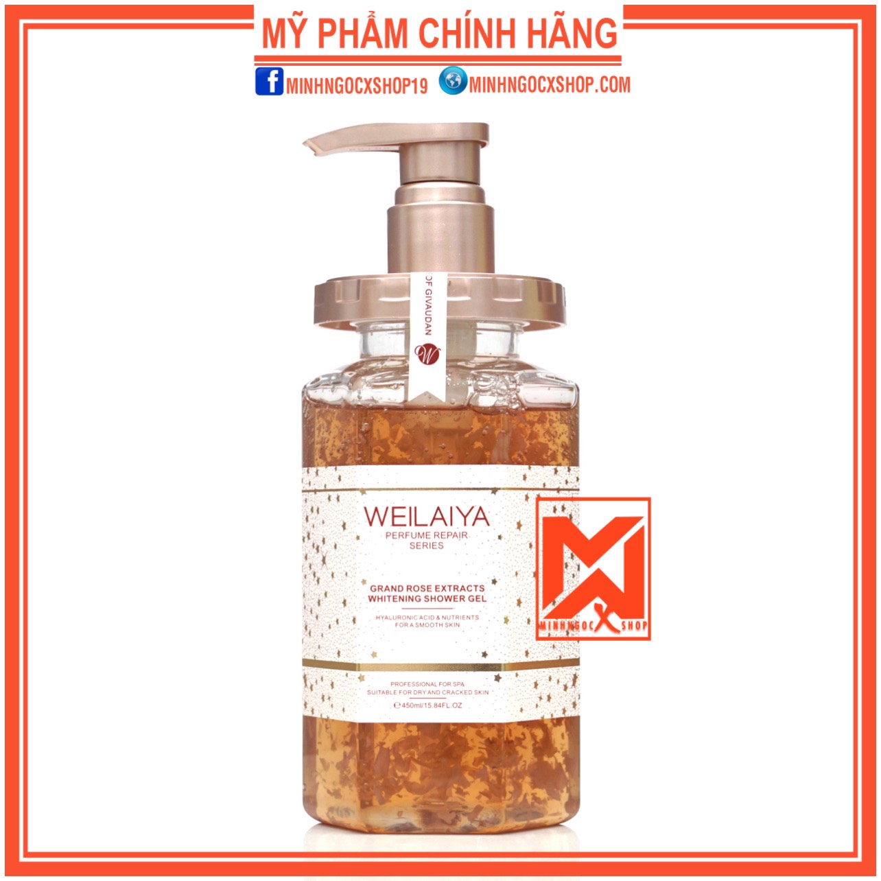 Sữa tắm weilaiya trắng da cánh hoa hồng damask 450ml chính hãng