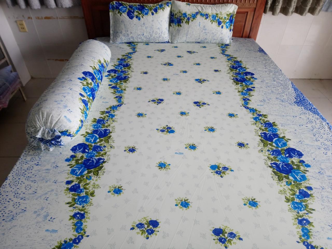 Bộ ga thun lạnh Hàn Quốc 1m6 x 2m ( 1 dra + 3 áo gối)