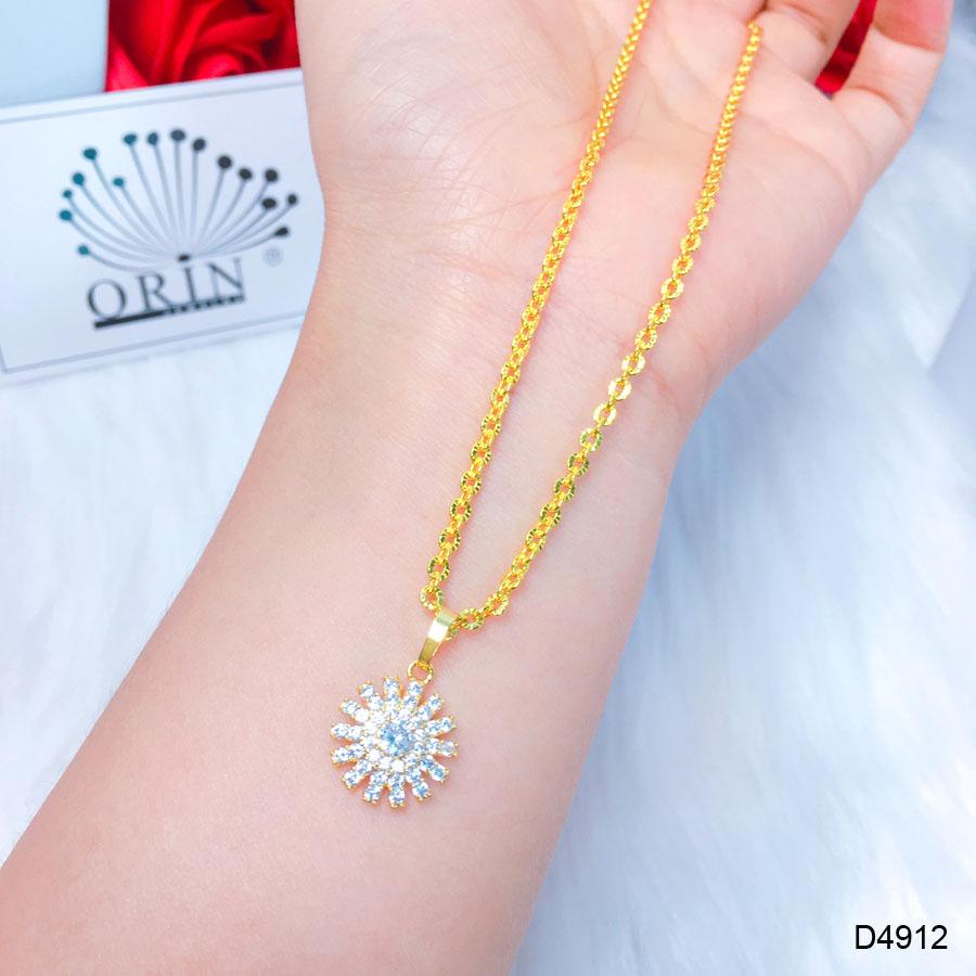 Dây chuyền nữ dạng chữ công, hoa mặt trời bền màu cao cấp Orin D4912 - Long Tien