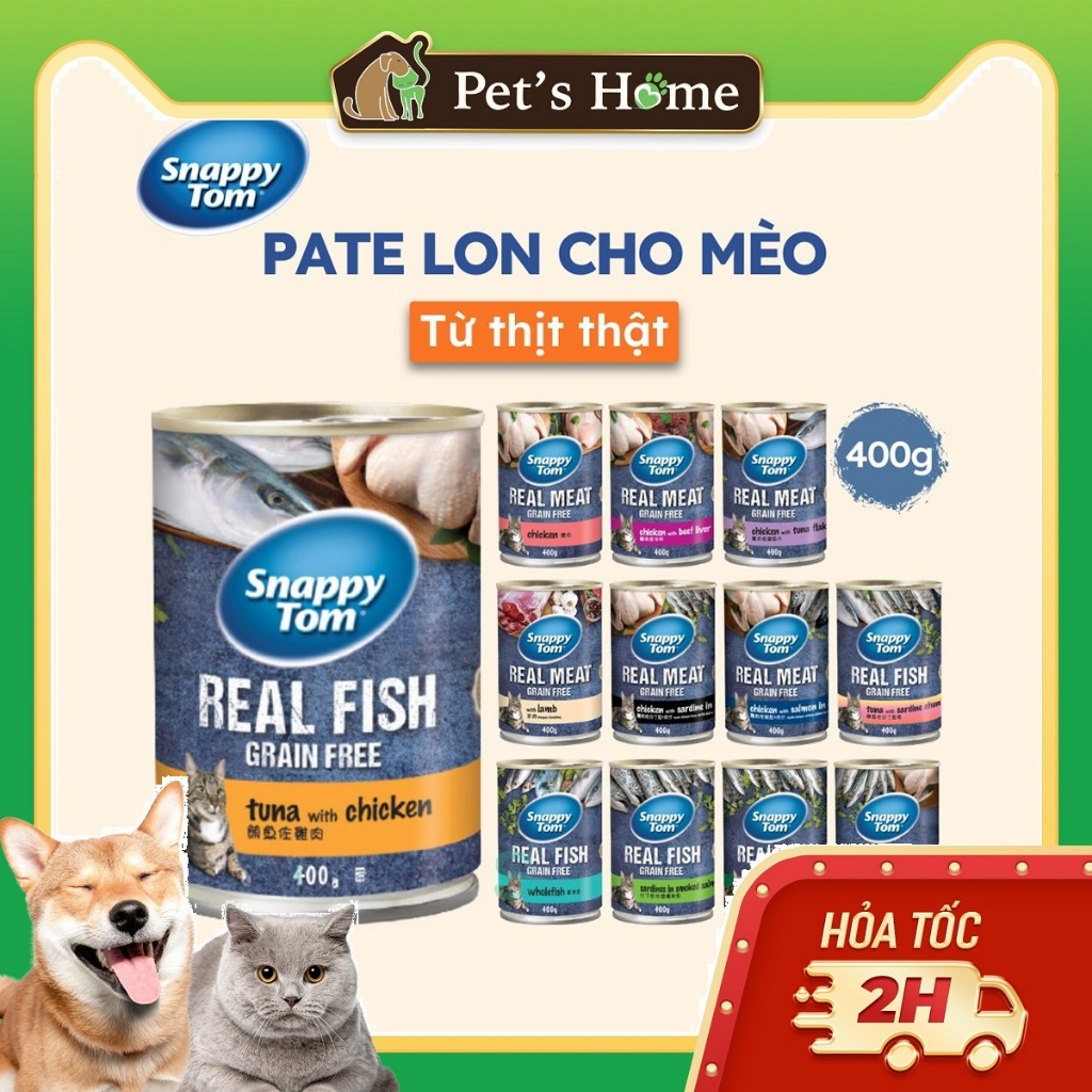 Pate Snappy Tom Grain Free cho mèo lon 400g