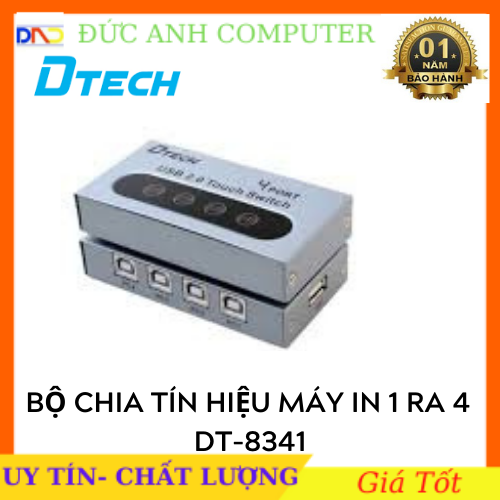 Bộ chia tín hiệu máy in 1 ra 4 DTECH DT- 8341- Chính Hãng 100%, Bảo Hành 1 Năm