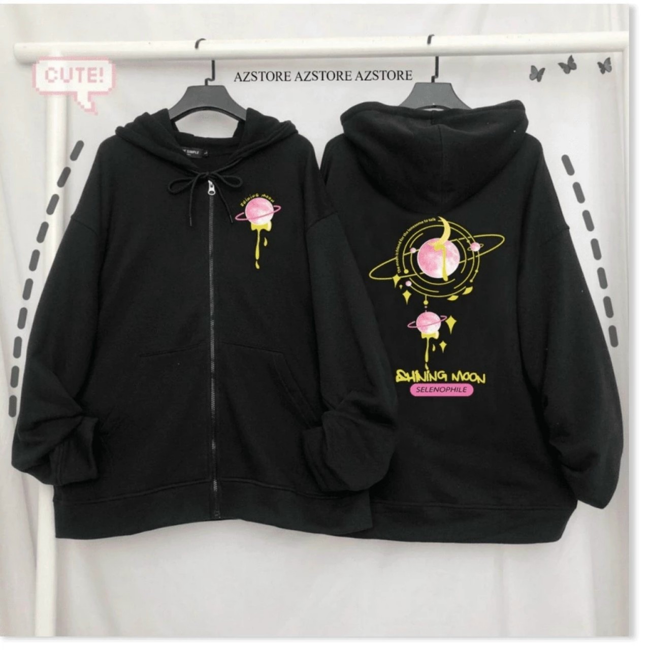Áo Hoodie Nữ Vải Mềm Có Dây Kéo Có Nón Phong Cách Trẻ Trung Cá Tính Mặc Thoáng Mát ( Hàng Đẹp Y Hình)