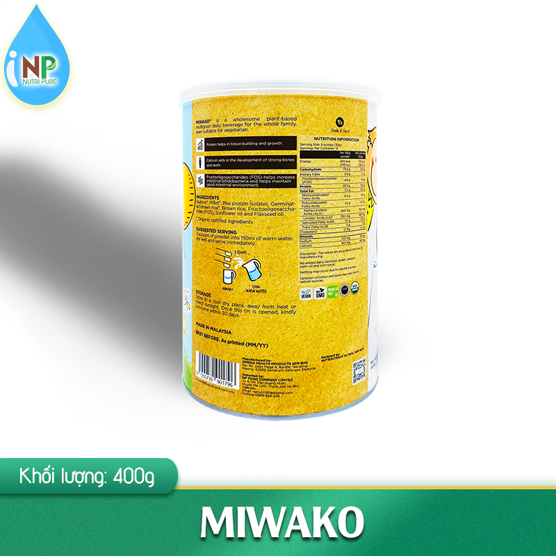 Sữa thực vật hữu cơ Miwako Hộp 400g