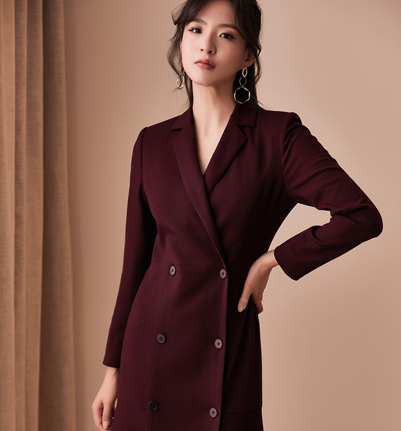 Đầm vest đuôi cá tay dài đổ đô cổ đấp chéo