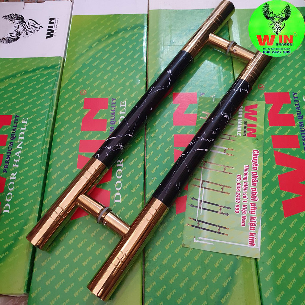 Tay nắm cửa inox vân đá đen vân mây