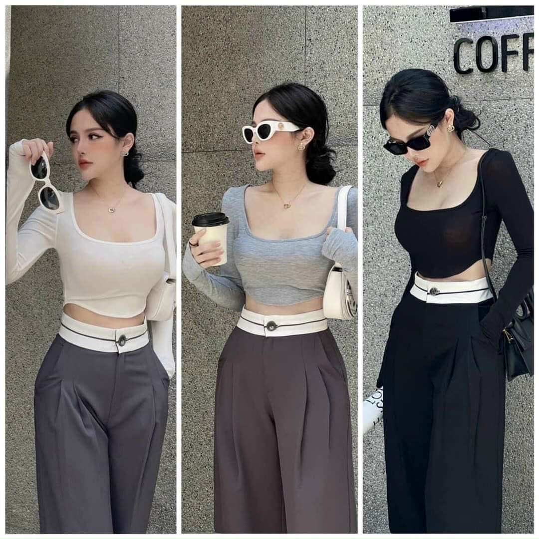 Quần Tây trơn viền cạp hack dáng siêu hot