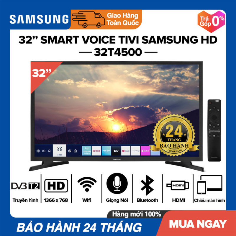Bảng giá [TRẢ GÓP 0%] Smart Voice Tivi Samsung 32 inch - Model 32T4500 HD Ready, Điều khiển giọng nói, Chiếu màn hình điện thoại, Youtube, Netflix, DVB-T2, Dolby Audio, Tivi Giá Rẻ - Bảo Hành 2 Năm