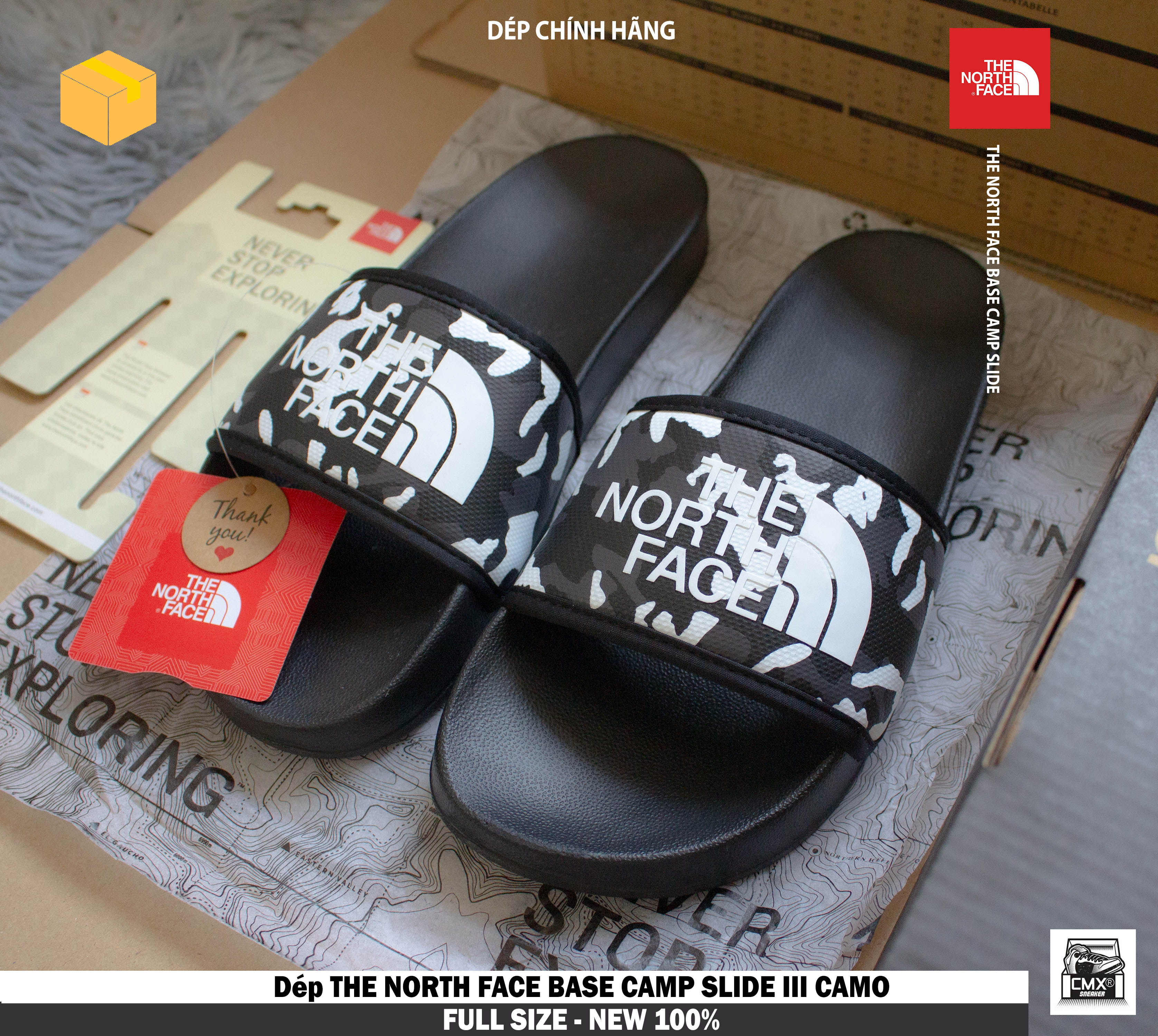 😘 [ HÀNG CHÍNH HÃNG ] Dép The North Face Base Camp III Camo - REAL AUTHETIC 100%