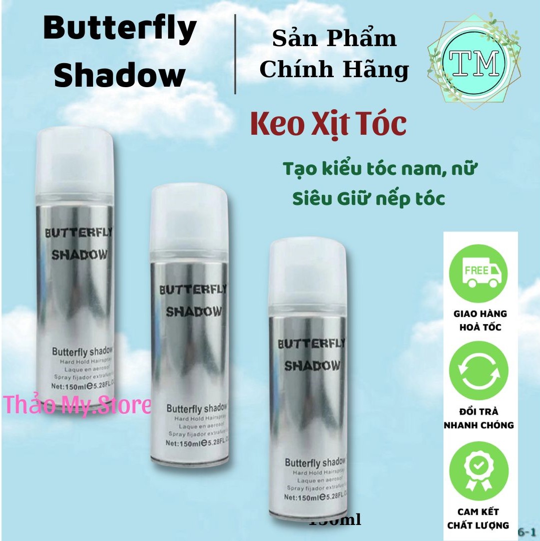 Gôm xịt tóc, keo xịt tóc butterfly shadow - chính hãng loại1- 150ml