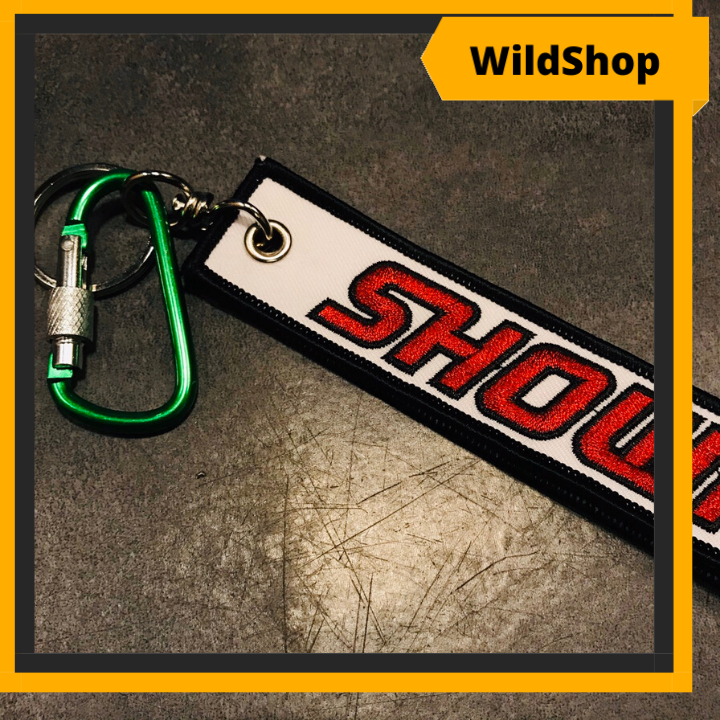 Móc khóa motor thêu logo Showa