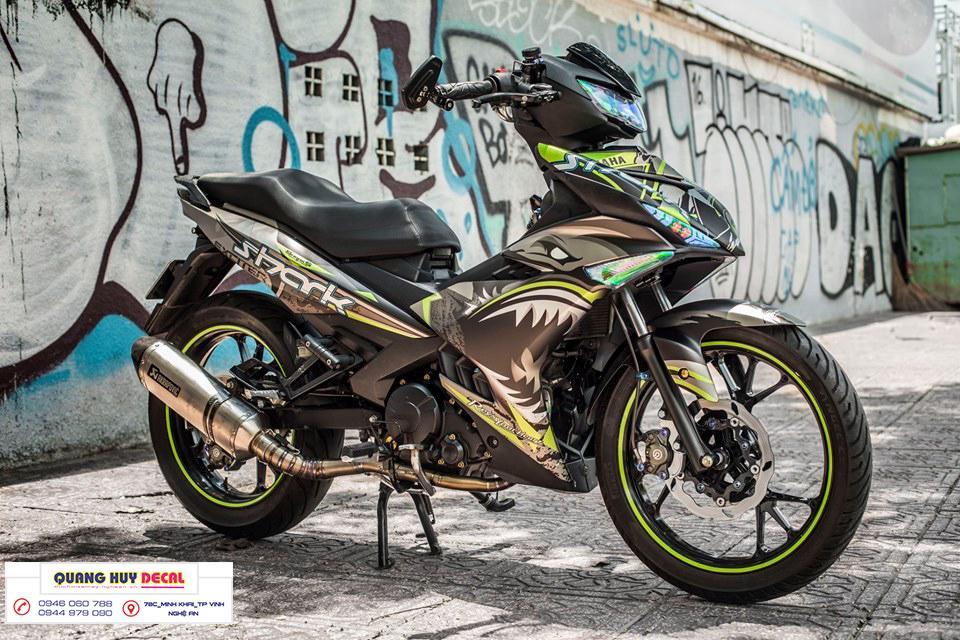 Tem trùm xe máy Exciter 150 độ cá mập shank xám xanh - tem xe máy ex150 thiết kế theo yêu cầu - Tem xe máy ex 150 rẻ đẹp và chất
