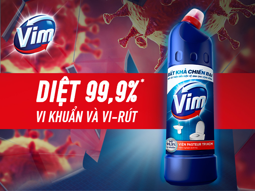 Nước tẩy bồn cầu và nhà tắm Vim 900ml