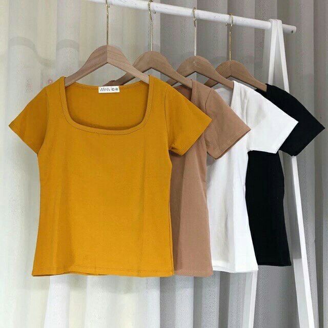 (hàng mới về) Áo phông cổ vuông sang chảnh hàng đẹp