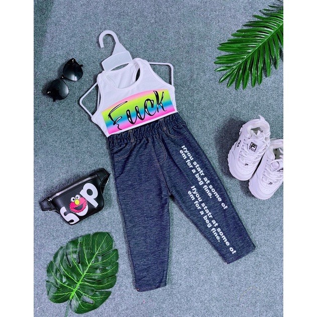 Set áo balo quần jean thun co dãn hiphop