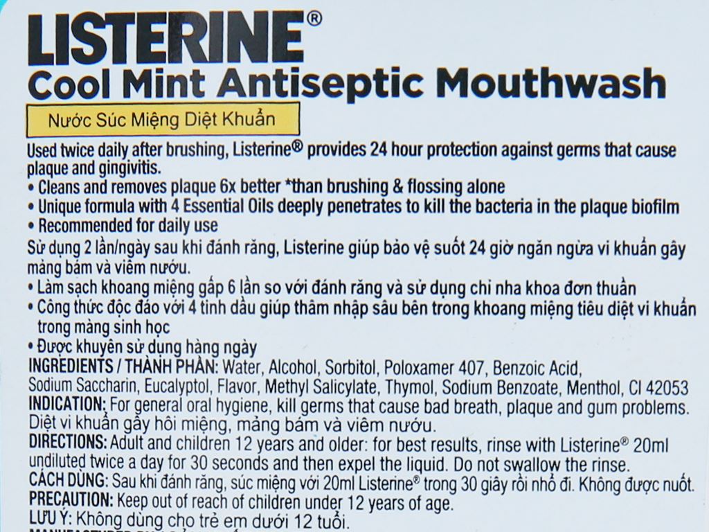 Nước súc miệng Listerine Cool Mint 250ml