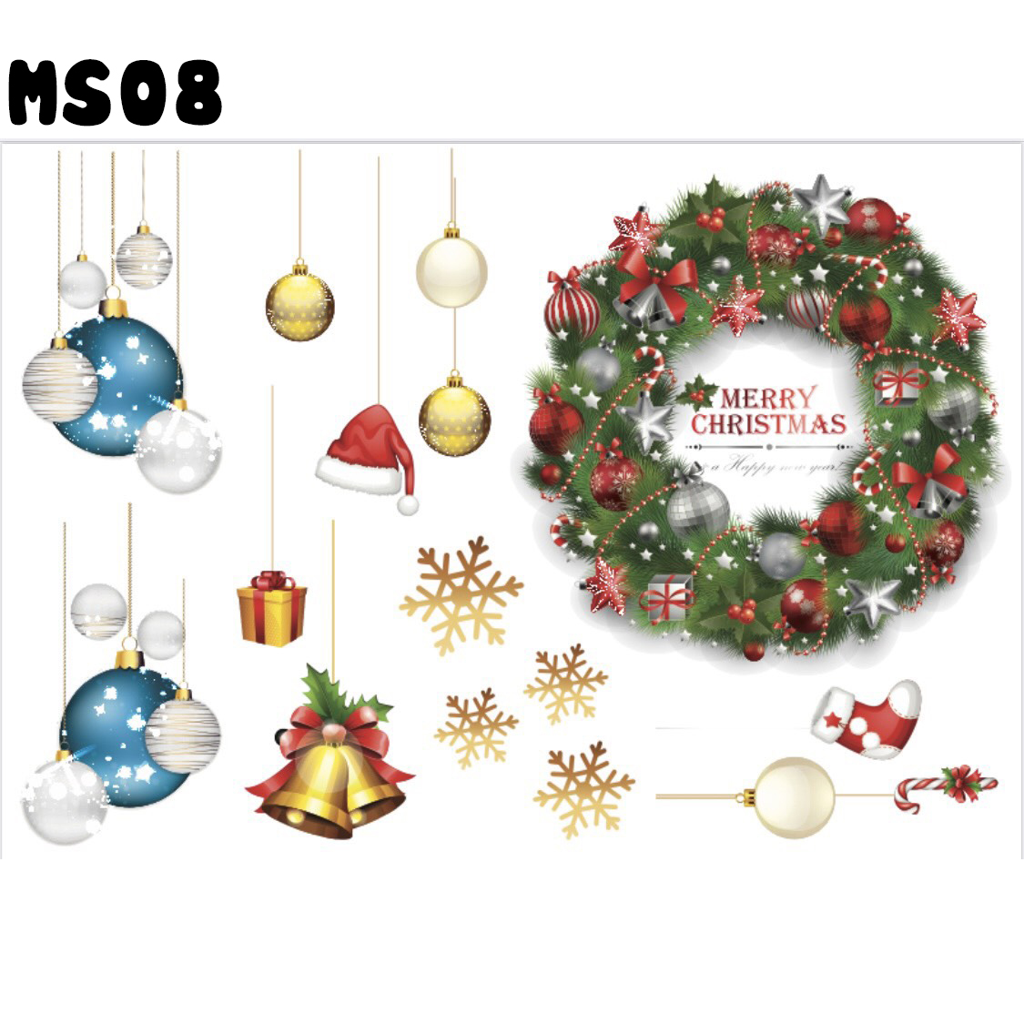 [HCM]Tấm Decal Trong Dán Tường Kính Trang Trí Chủ Đề Noel Giáng Sinh Merry Christmas