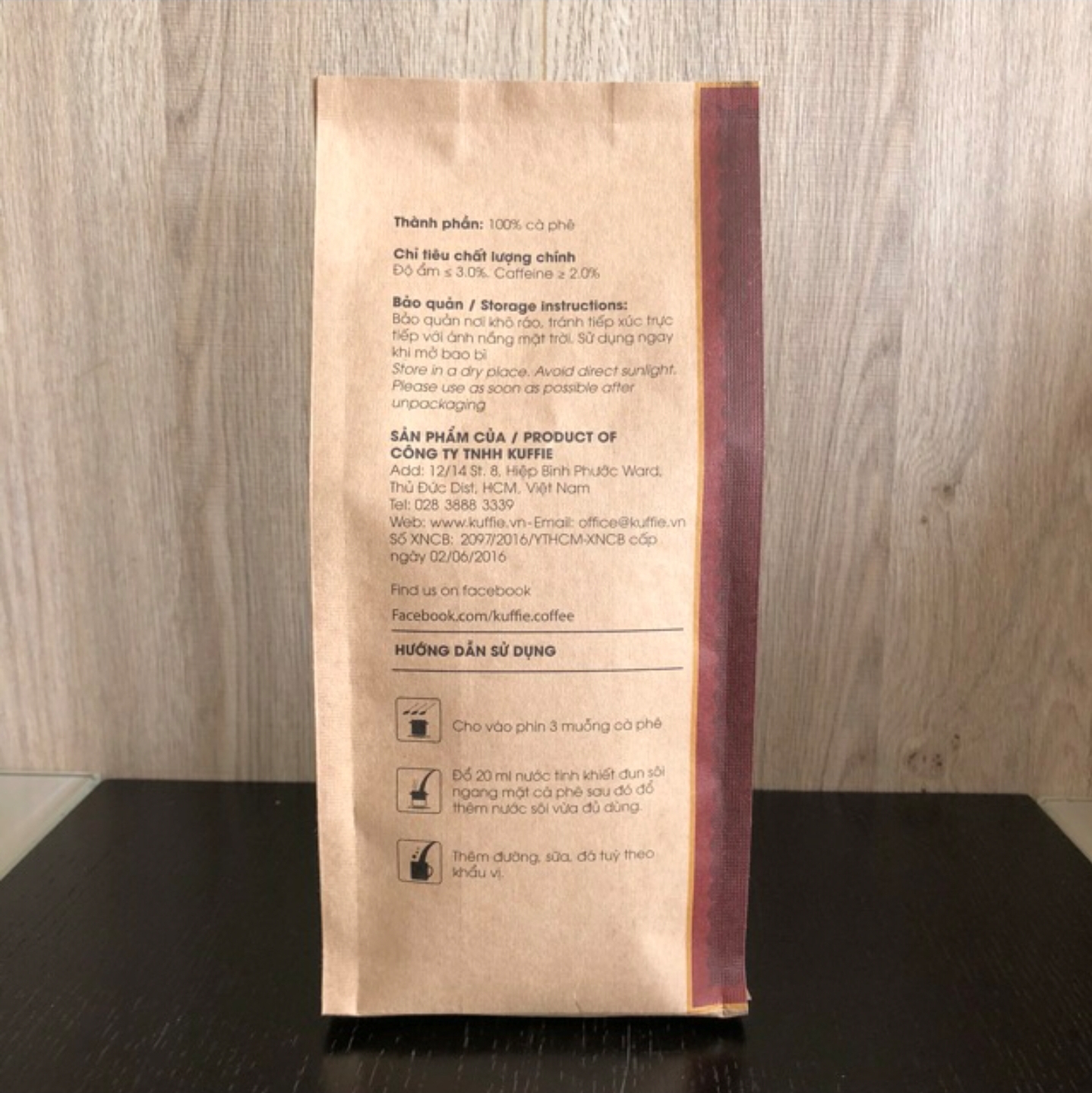 Cà phê bột Kuffie Robusta 100% Pure Coffee Robusta 500g