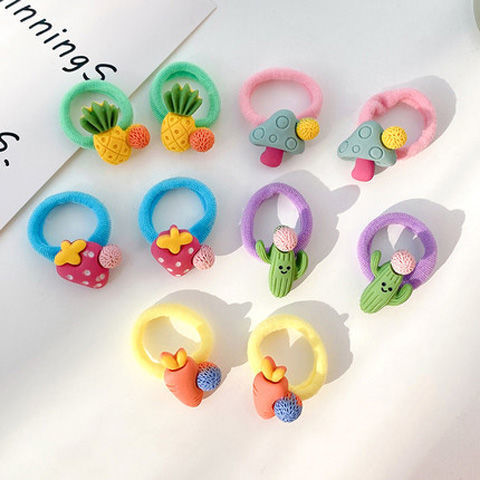 Xả kho set 10 dây buộc tóc hoa quả hình thú cho bé