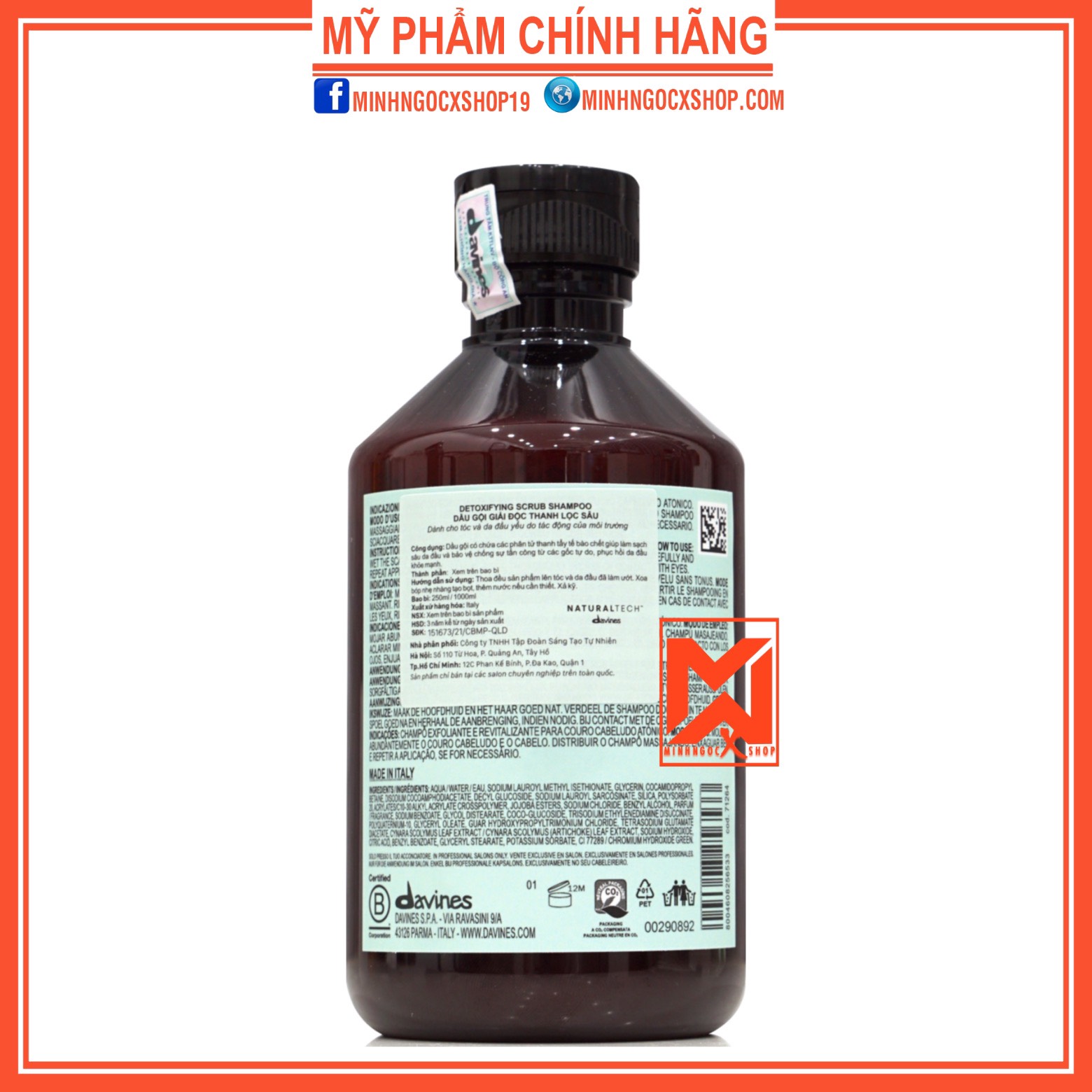 Dầu gội thải độc, thanh lọc sâu Davines Detoxifying Scrub 250ML