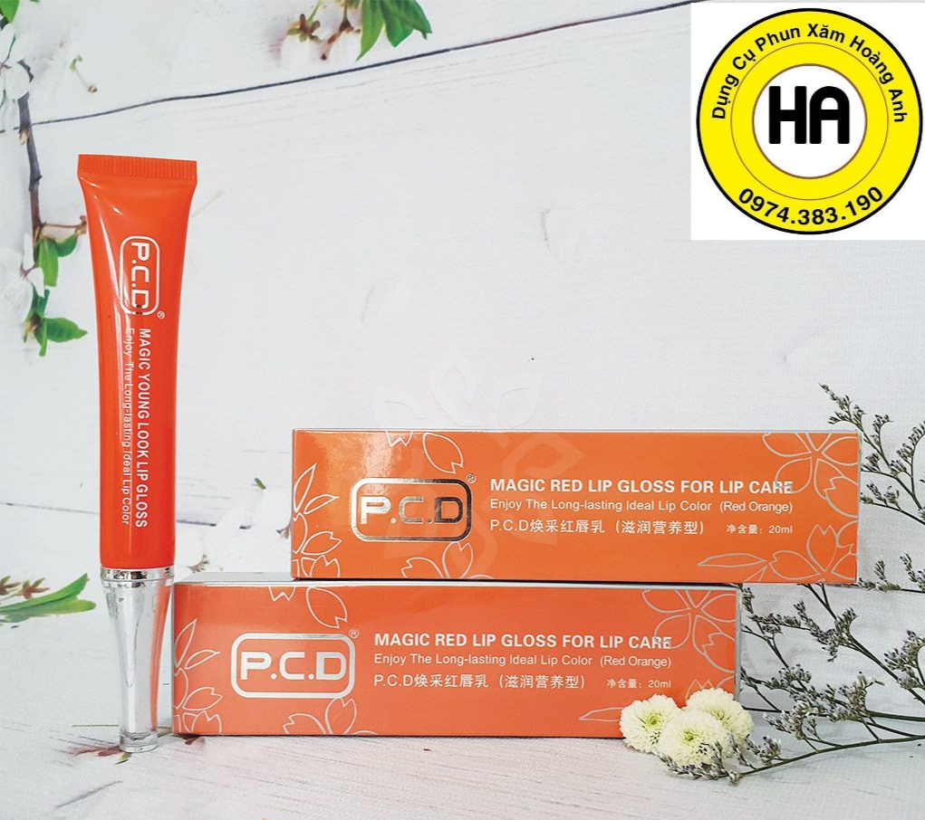 Combo 2 tuýp Dưỡng môi tri thâm kích màu môi PCD dòng chuyên dưỡng ẩm trong phun xăm thẩm mỹ 20mL (Màu Cam hồng) / dcpxhoanganh
