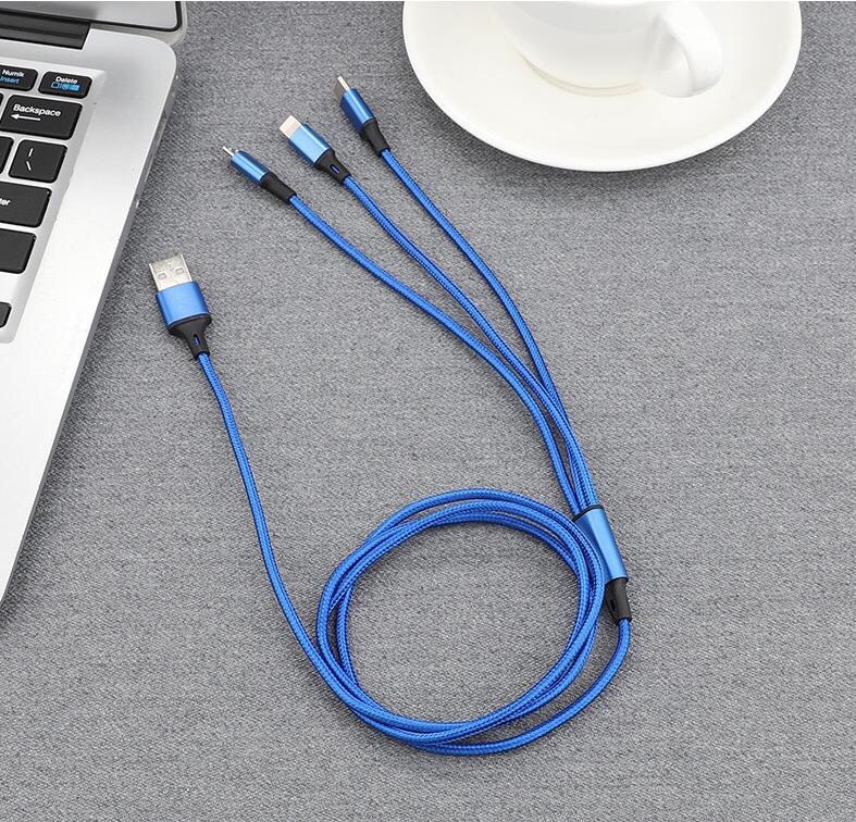 Cáp Sạc 3 Đầu Chống Rối Đứt Cho Iphone Micro - Type C