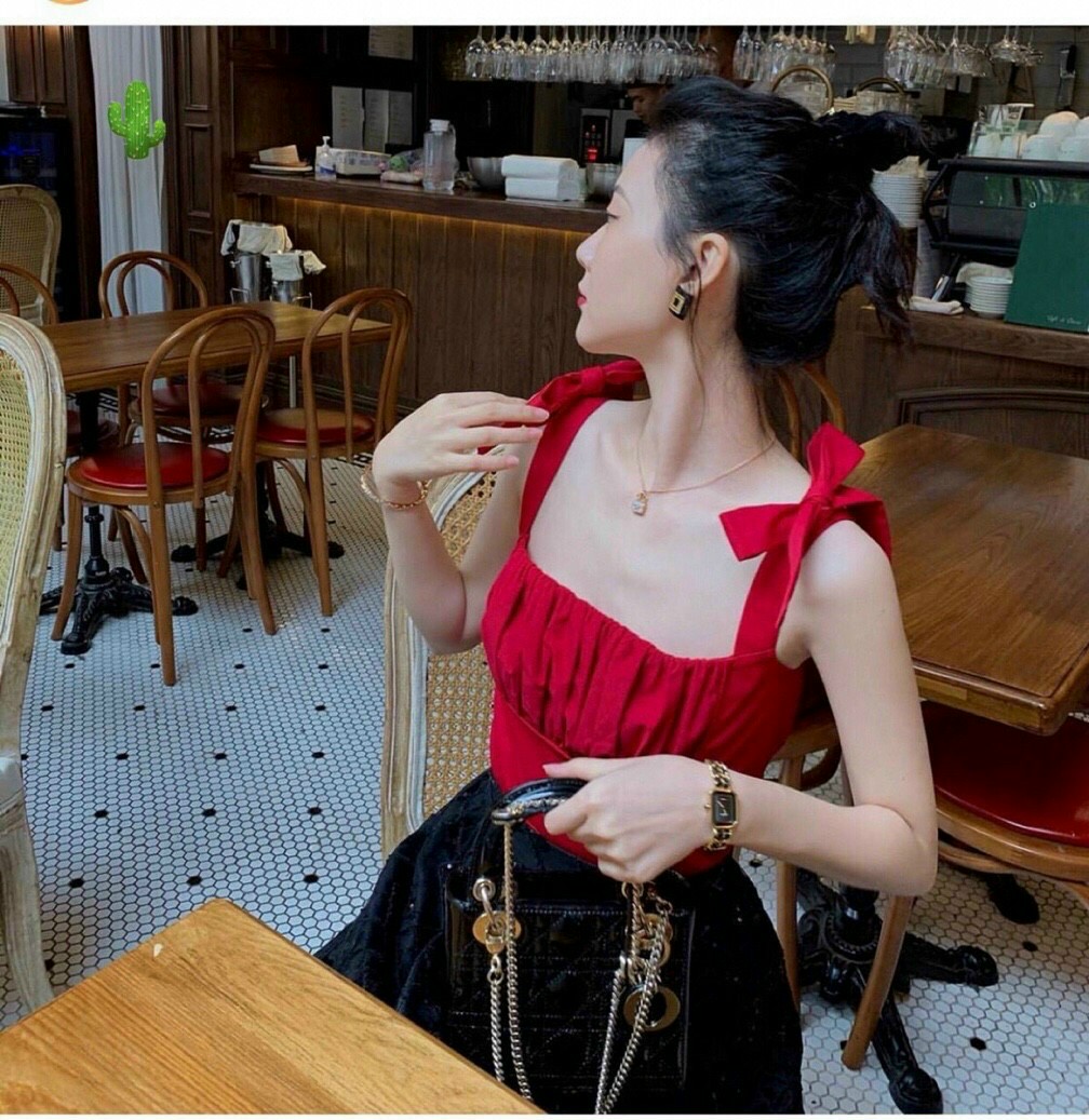 Áo nhúng nơ kiểu dễ thương chất kate đẹp