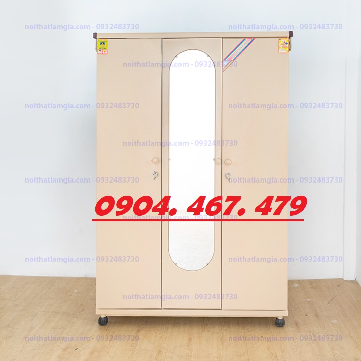 TỦ SẮT TRUNG HƯNG 3 CÁNH MÀU CÀ PHÊ - HÀNG MỚI 100%