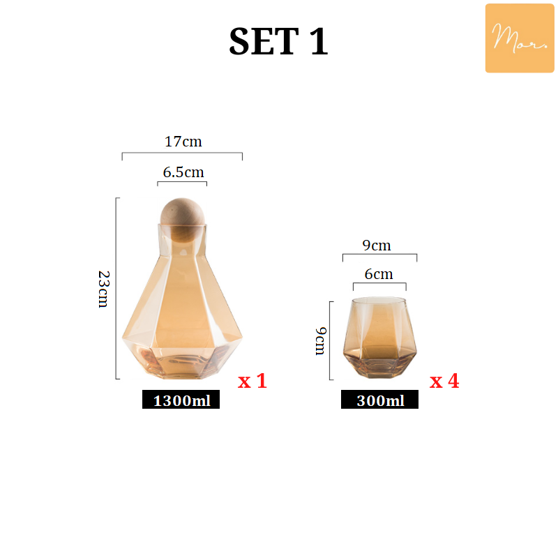 Bộ bình nước thủy tinh chịu nhiệt - 1.3L
