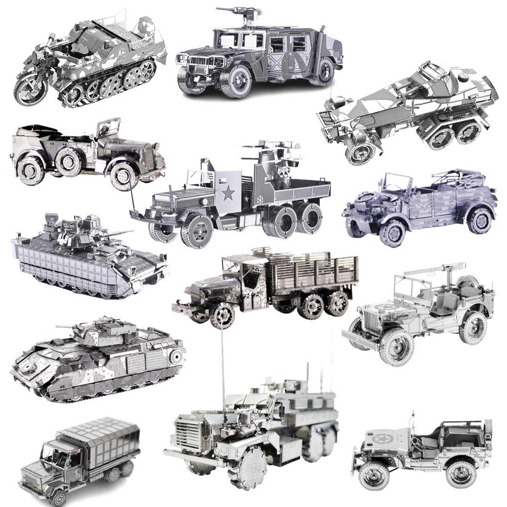 Mô Hình Xe Jeep thiết giáp vận tải quân sự (Kim loại lắp ghép 3D)