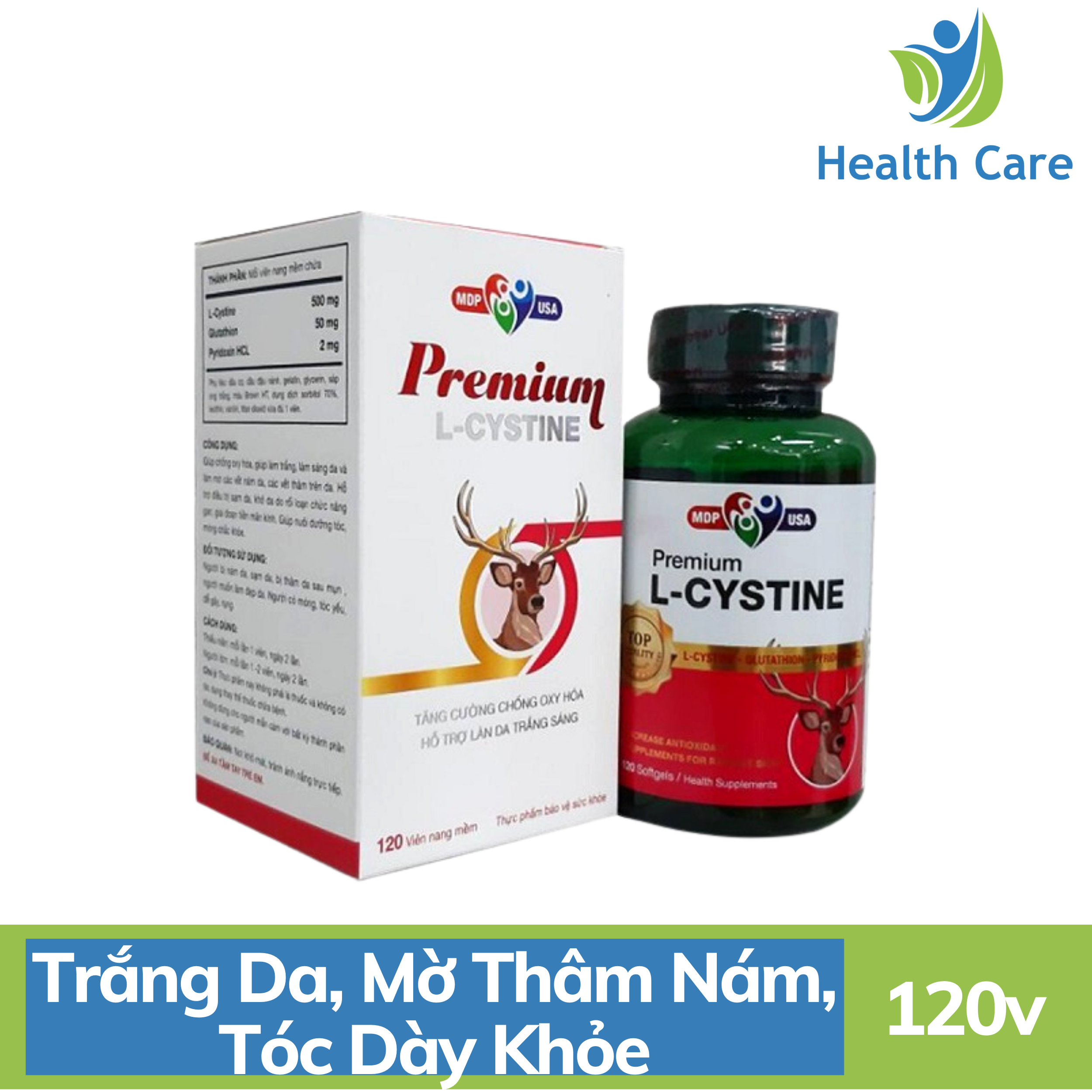 Premium L-Cystine – Giúp làm trắng da, mờ thâm nám, tóc dày khỏe