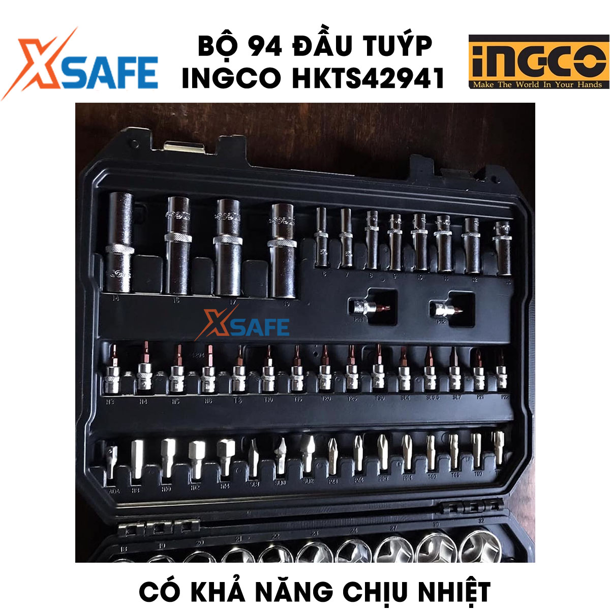 Set 94 top tube ingco HKTS42941 modern equipped with multiple nasal type different. Set type multi-purpose ingco is compact design and light weight, can wear off using a convenient-product genuine xsafe