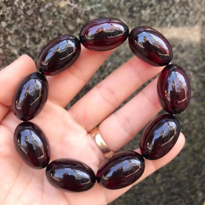 VÒNG TAY HỔ PHÁCH ĐỎ DẠNG  HẠT BẦU SIZE 16LY
