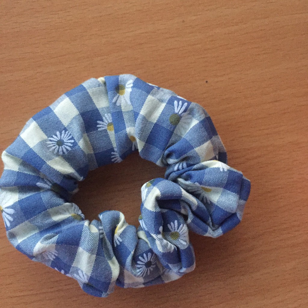 [TREN MỚI] Dây buộc tóc Scrunchies caro hoa cúc