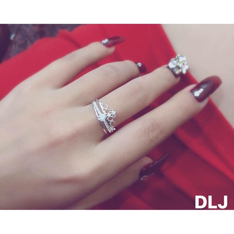 Nhẫn nữ bạc thật, nhẫn vương miện ghép đôi 2 in 1/ JQN gian hàng chính hãng cam kết bạc chuẩn, chất lượng không lo đen xỉn