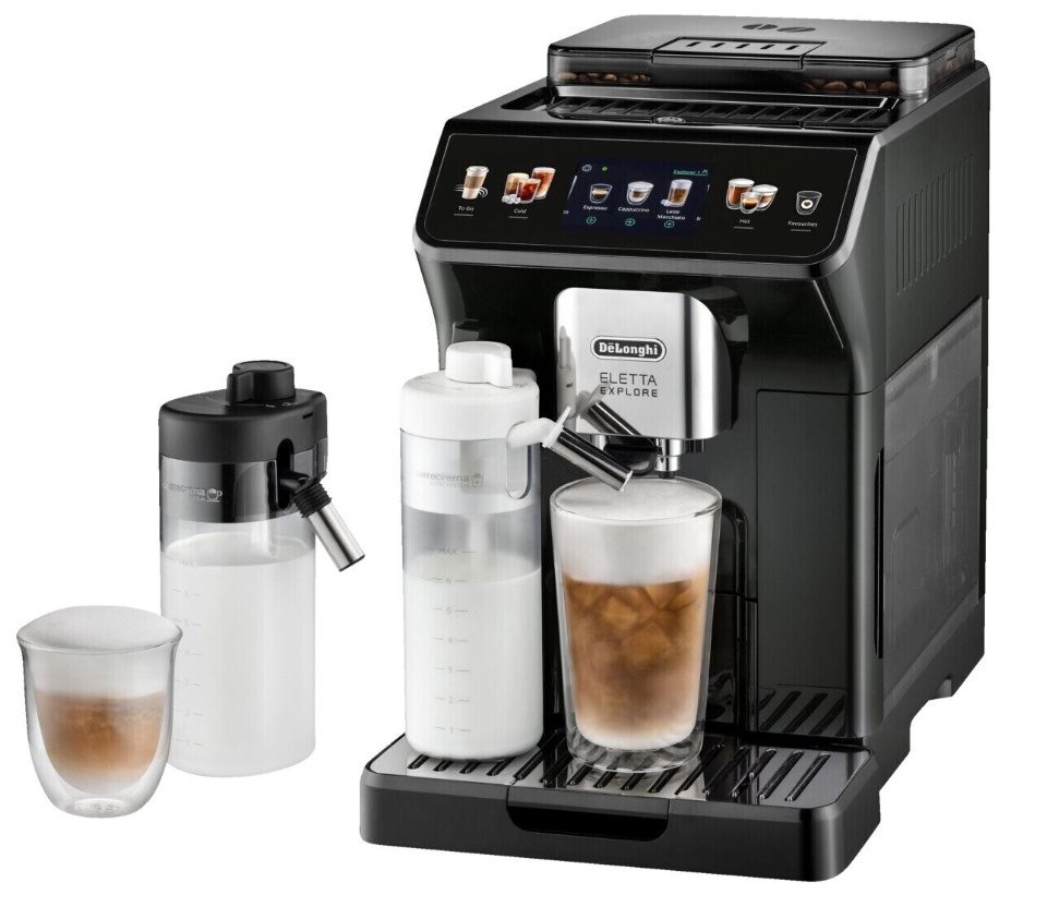 Delonghi ecam 450.55.s eletta explore automatic coffee maker, made in eu, 12 months warranty